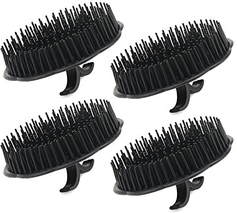 Segbeauty Mens Shampoo Brush, 4pcs Scalp Massage Brushes, Massage Hair Brush Floriated Shower Comb for Deep Cleaning Hair Men's Hand Brush Plastic Growth Beard Brush Pet Grooming Round Palm Brush