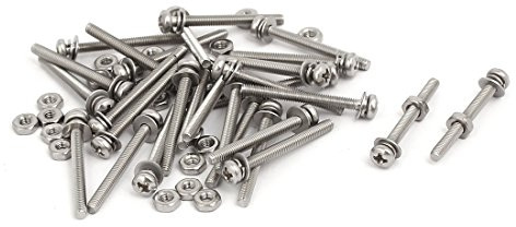 sourcing map M2,5 x 25mm vis tête cruciforme écrou vis rondelle Acier inox 304 28 Sets