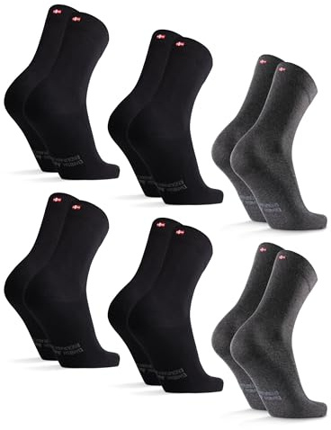DANISH ENDURANCE Ekologiska bomullsstrumpor, svarta, blåa, 6-pack | Ekologiska bomullsstrumpor, mjuka och andas gott, för vardag, jobb och finare tillfällen, Unisex