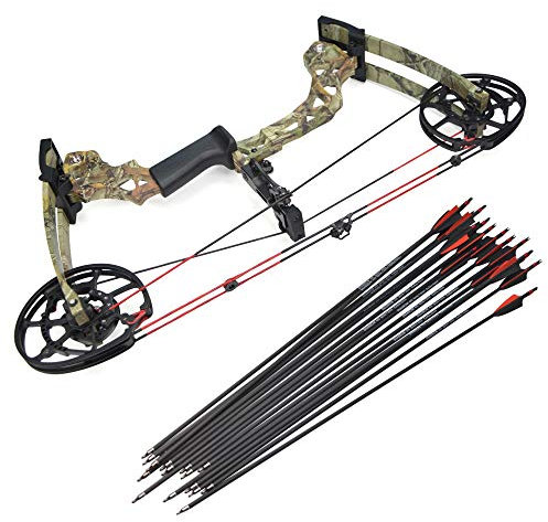 MILAEM Bogenschießen Compoundbogen und Pfeil Set Stahl Ball Jagdbogen Bogenfischen Jagd Sportbogen Außenaufnahmen 40-60lbs Einstellbar Erwachsener Bogen (Camo)