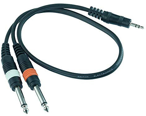 Switch Electronics 3.5mm Stereo to 2 x 6.35mm Mono Jack Splitter Y Cable, 3m Length, Connects Audio Output Devices to PC or Laptop