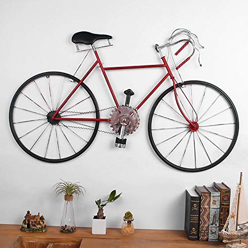 Ferro Arte Vintage Bicicletta Appeso a Parete, Famiglia Soggiorno Camera da Letto Muro Decorazione Appeso a Parete Facile da Appendere Metallo Muro Decor Opere D'arte,Rosso,123x64x3cm