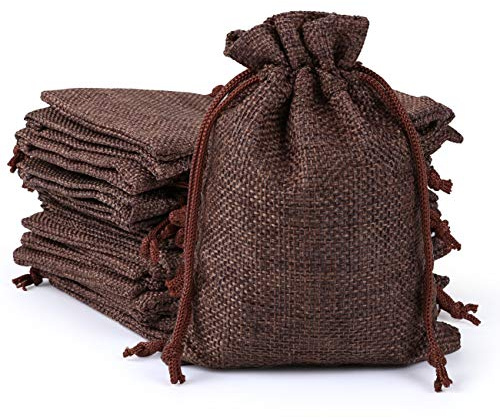 Naler 24 x Jutesäckchen Braun Jute Beutel für Adventskalender Stoffbeutel Natur Säckchen Geschenksäckchen - 10 x 14 cm
