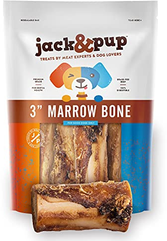 Jack&Pup Beef Marrow Bones for Dogs (10 Pack), 3 Long Lasting Dog Bones for Large and Small Dogs, Natural Beef Bone, Bone Marrow Dog Treats