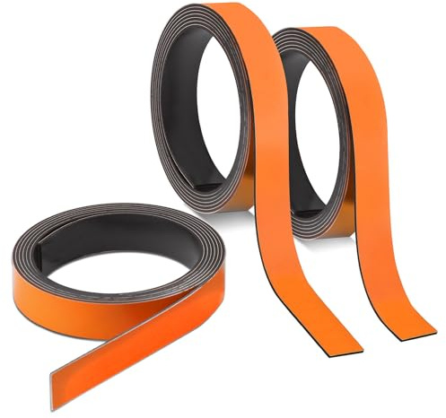 Magstick lot de 3 bandes magnétiques orange I environ 1cm x 1 m bande magnétique pour marquer et organiser sur tableaux blancs étagères de stockage calendriers I étiquettes magnétiques I mag238