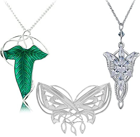 HJYZY 3 Stück Arvvens Abendstern Elfengrüne Lorien-Brosche / Halskette Schmetterling Brosche