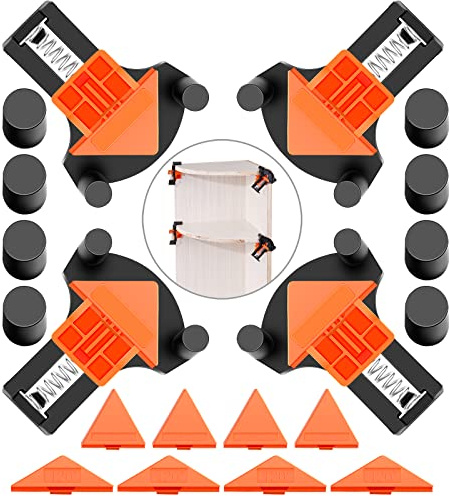 60/90/120 Degree Multi Corner Clamps for Woodworking Set of 4,Adjustable Spring Loaded Right Angle Clamp Woodworking Tools,Carson Clamp for Carpentry,Frame Cabinet Wood Tools Accessories,Gifts for Men