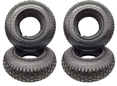 4X HMH-Shop Schubkarren Set Mantel + Schlauch 4.80/4.00-8 Schubkarrenmantel 4er Set Decke Schubkarrenschlauch 4.80 Ersatzreifen 4.00-8 Karre Luftreifen 4 Stück Reifendecke 400x100mm Innenschlauch