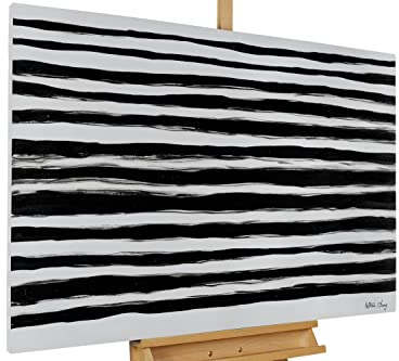 KunstLoft Leinwandbild | 100% HANDGEMALT | 120x80cm | Gemälde 'Two Sides of Life' | Abstrakt | Schwarz-Weiß | Wandbild Wohnzimmer