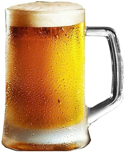 Habiba Vasos de Cerveza Gruesos congelables Grandes, Juego de jarras de Cerveza clásicas, Taza de Cerveza con Asas, Base Pesada, diversión, Entretenimiento, cristalería