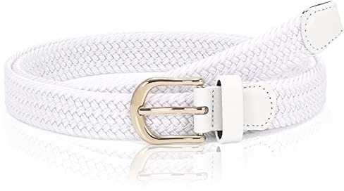 WHIPPY Stoffgürtel Stretchgürtel Elastik Flechtgürtel Geflochtener Elastischer Dehnbarer Gürtel für Damen Herren mit Goldschnalle Breite 2.5cm