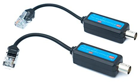 System-S 2 x koaxial kabel 10 cm RJ45-kontakt till BNC-uttag för HD-kameror i svart