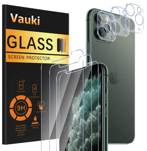 Vauki Lot de 3 Verre Trempé pour iPhone 11 Pro avec Caméra Protection écran 3 Pièces,HD Film Protecteur d'écran,9H Dureté,Anti-Rayures,Sans Bulles,Ultra Transparent Vitre pour iPhone 11 Pro 5.8