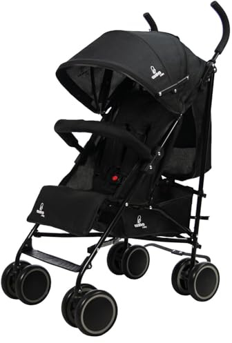 Asalvo TOKYO Ultralätt barnvagn, barnvagn, liggvagn, lutbart ryggstöd, stadsvagn, 5-punkts sele, SPF50+, huva med fönster, hanterbar och maximal säkerhet, upp till 16 kg, svart