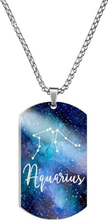 Caimeytie Halskette aus Edelstahl für Männer,mehrfarbige Anhänger Halskette,12 Konstellation Astrologie Kette, Geschenk für Freundin