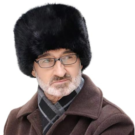 IBLUELOVER Cappello cosacco Ushanka unisex in finta pelliccia, caldo cappello da cacciatore russo, antivento, per uomini e donne, caccia, sci, ciclismo, sport all'aria aperta, Nero , M