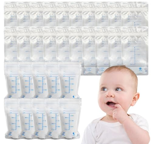 Muttermilchaufbewahrung, Milchbeutel für Muttermilch - 30 Stück tragbare Milchbeutel in Lebensmittelqualität - 200 ml auslaufsicherer Milchaufbewahrungsbeutel für Stillkühlschränke