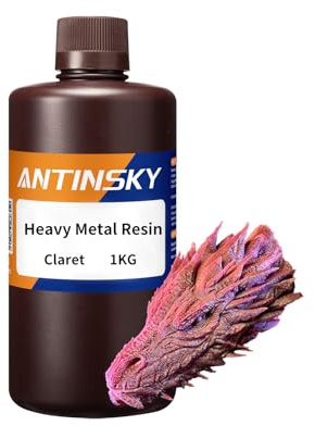 Antinsky Heavy Metal Resin 3D-Drucker UV-härtendes Harz 405 nm Photopolymer für LCD/DLP Hohe Präzision Geringe Schrumpfung Schnelle Aushärtung Episches Gefühl Einzigartiges metallisches Weinrot 1kg