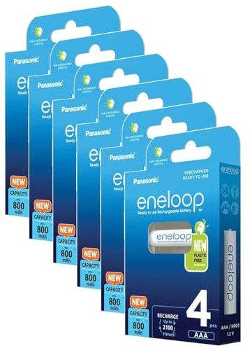 Eneloop Pack of 6 x 4 Ni-MH Micro AAA Rechargeable Batteries 800mAh