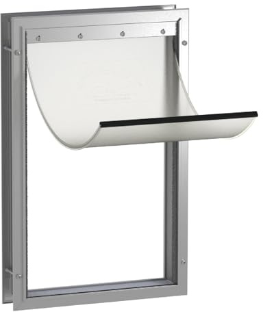 Hakuna Pets Aluminum Dog & Cat Door - 2-Way Lock Pet Door for Wall, Screen