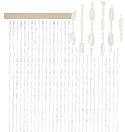 PALUPLUS Tenda a Perline Antimosche, frange con perline in PVC, misura 120x230 cm, tenda per porte e finestre, moschiera a pannello, catenelle a caduta, zanzariera per insetti -3825 (Trasparente)