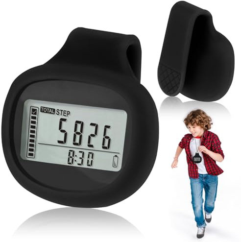RANJIMA 3D Schrittzähler mit Clip - Tragbarer Mini Sport-Tracker Zum Gehen, Joggen, Wandern, Laufen Ohne Bluetooth/App