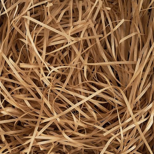 WedDecor Strimlat papper för presentaskar – förpackning och presentinslagningsfyllning, perfekt för korg, fyllning och förpackning, jul, bröllop, gör-det-själv och hantverk, brun, 200 g