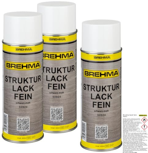 BREHMA 3x Strukturlack fein Kunststoff Struktur lackierbar Kräusel Spray schwarz matt