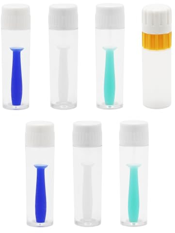 6 Stück Kontaktlinsen-Sauger, Einsetzhilfe für weiche Linsen, Linsenentferner, einfacher Silikon-Kontaktlinsenbehälter für weiche und harte Linsen (blau, grün, klar, weiß)