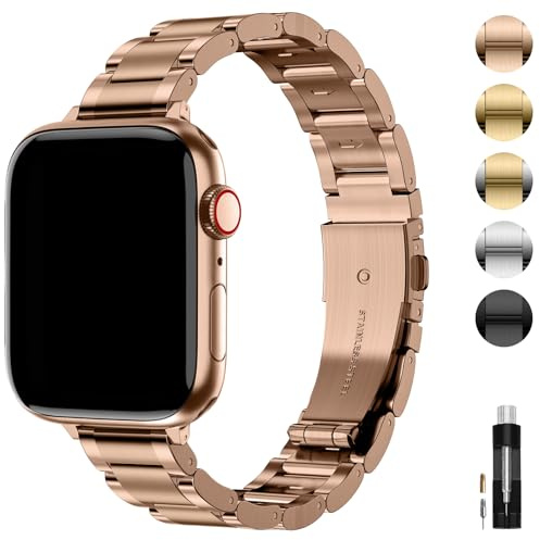wutwuk Strap Compatible with Apple Watch Strap 42mm(S11/10) 41mm 40mm 38mm for Women/Men, Stainless Steel Slim Replacement Strap for Apple Watch SE 3 2 1 Series 11 10 9 8 7 6 5 4 3 2 1, Rose Gold