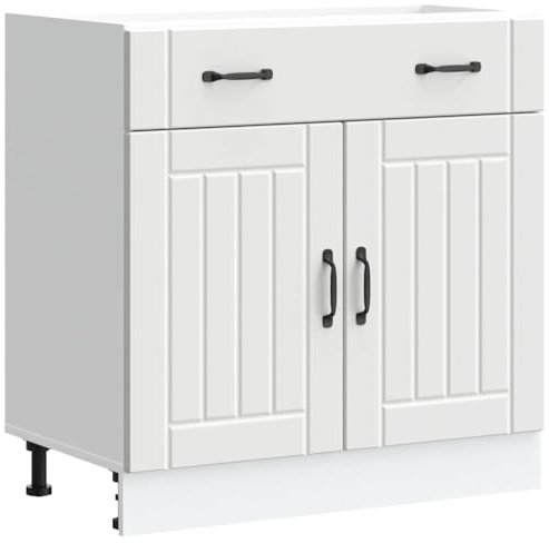 vidaXL Kitchen Base Cabinet - Lucca Engineered Wood - White Assembly - Storage Cabinet for Kitchen
