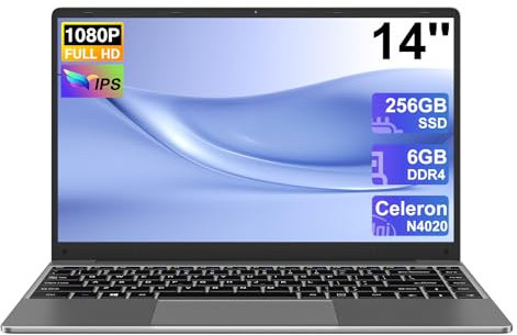 PC Portatile 14 Pollici Win11 Pro 6+256 GB Celeron N4020 (fino a 2.8GHz) Computer Portatile Supporta l'espansione SSD 1TB(TF 512GB) 5000mAh Notebook 1080FHD Mini HDMI Tastiera italiana membrana-Grigio