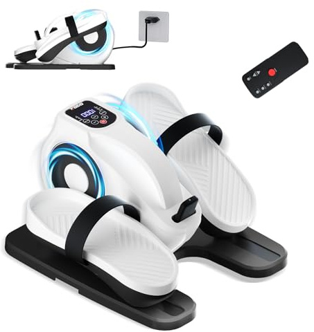 TODO Mini Vélo Elliptique Électrique, Pedalier avec Télécommande, Écran LCD et Tapis Antidérapant, Appareil Elliptique Portable pour Séniors et Adultes, 1-12 Vitesse Réglable