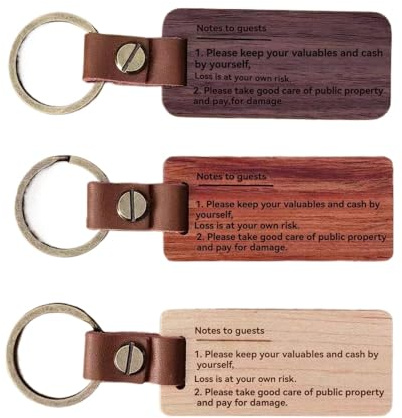 Handimake Porte-clés en bois personnalisé, Porte-clés de nouvelle voiture anti-perte pour hôtel, Texte/Logo personnalisé, Contient du matériau en cuir, Cadeau pour adulte, Cadeaux de pendentif de