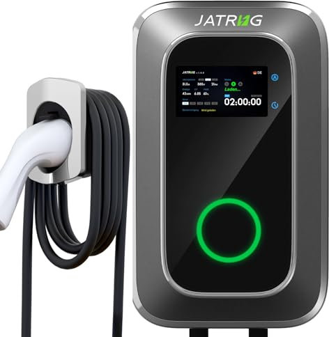 JATRHG S1 11 kW Ladestation für Elektrofahrzeuge, Typ 2, 16A, dreiphasig, 8m Kabel, IP66, IEC 62196-2 – Schnellladegerät EV Wallbox für Zuhause (11KW)