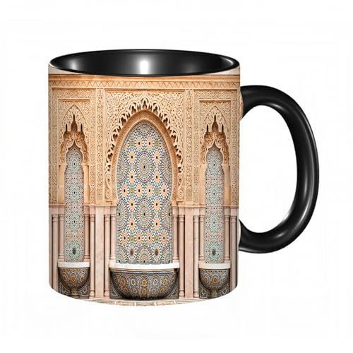 HRRASFAZF Tasse à Café | Tasse Céramique Fine | Cadeau Original | 330ml | Mug avec Anse | Cadeau Original pour Homme et Femme | Fontaine en mosaïque à Rabat au Maroc