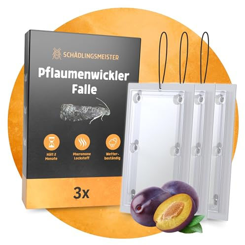 Pflaumenwickler Falle – 3 Stück – MIT Schnur – Pheromonfalle – Pflaumenwickler bekämpfen – Gegen Pflaumenwickler – Mittel gegen Pflaumenwickler – Pflaumenbaum - Pflaumenmadenfalle