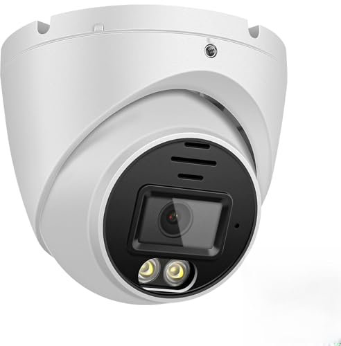 MWRCTV 4K Security PoE Camera,8MP Smart Dual Lights Turret IP Dome Camera Outdoor Indoor,2.8mm Wide Angle Lens,AI Human Detection,Color Night Vision,2 Way Audio with MicroSD Card Slot,Metal Case,IP67