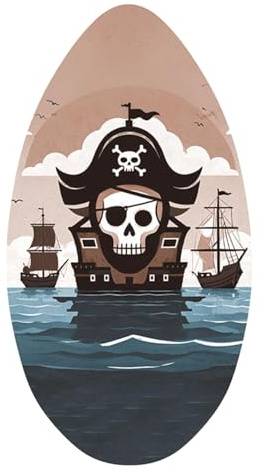 KESOTO Skimboard, Strand Sandboard, Stand Up mit Hochglanzbeschichtung, Hochglanzbeschichtung, Holz, 35 Zoll, Kleines Surfbrett, Skimboard für Teenager, Kind, Piratenschiff