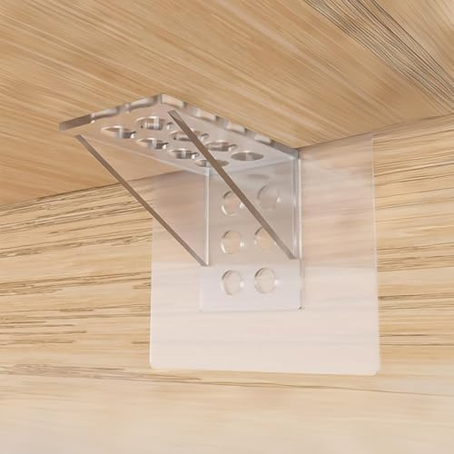 16 Pièces Support Etagere Invisible, Supports D'Étagères Murale Autocollants, Fixation Etagere Sans Percer, pour Étagères Placard Penderie, Meuble