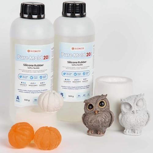 Resin Pro® Pure Mold – Caoutchouc Silicone Liquide 1 Kg Translucide 1:1 Rapide - Création de Moulages en Résine Époxy, Polyuréthane, Cire, Savon, Plâtre – Dureté 20 Shore A – 100% Fabriqué en Italie