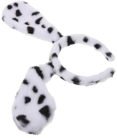 FRCOLOR Dalmatiansk Hundöron Huvudband, Fuzzy Djurkostym, Halloween Cosplay Tillbehör, Vuxen Dalmatiansk Kostym, 32 x 15 cm, Flerfärgad
