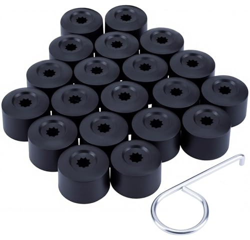 Alpinleux 20 Pcs Black Wheel Lug Nut Covers, Lug Nut Caps, 17MM Tire Bolt Caps Compatible with VW, for Beetle, for Passat, for Jetta, for CC, for GTI