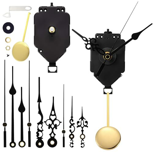 WIYETY Pendeluhrwerk, Lautlos Quarz Pendeluhr Werk mit 3 Uhrzeiger Sets Und Pendel, Quarz Pendeluhr Bewegung DIY Bewegung Kits, Uhrwerk für Wanduhr, Ersatz Werk für Pendeluhr (23 mm Uhrwerk)