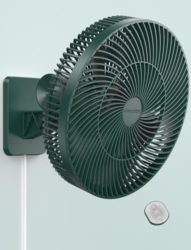 Comoistar Ventilador de pared de 12 pulgadas con control remoto, temporizador de 4 velocidades, ventilador silencioso oscilante de 90°, inclinación de 125°, incluye cable de 8 pies y adaptador de