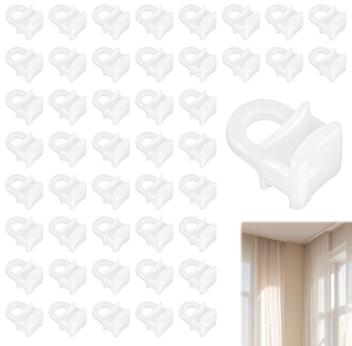 GIONAR 100Pcs Curtain Track Gliders, Plastic Curtain Hooks Compatible with Standard 0.5cm Groove Tracks, Quiet, Smooth, and Wear-resistant, for Eyelet, Ring, and Hook Curtains