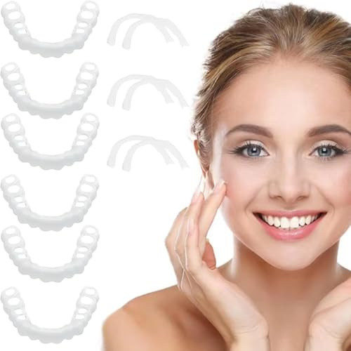CFEWV 3 Pares de Carillas Dentales Profesionales, Dientes Falsos Universales Superiores e Inferiores, Para Dientes Dañados e Imperfectos, Solución Práctica para Hombres y Mujeres, Clip Dental Cómodo