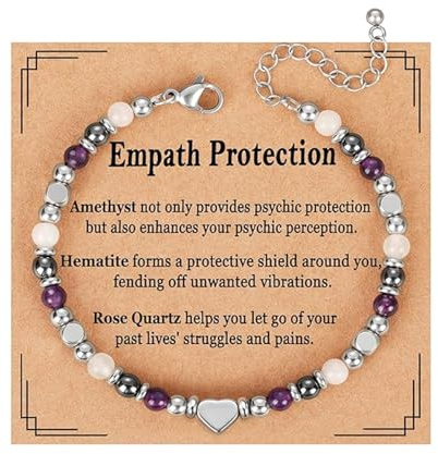 Virelle Natural Stone Crystal Healing Bracelet for Women, Gemstone Triple Protection Anxiety Relief New Beginnings Empath Adjustable Jewellery Gift for Her, Ladies Birthday, Friendship