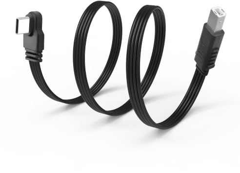 JSADZKJ Cavo da USB-C ad angolo retto a stampante, cavo piatto da USB-C maschio a USB 2.0 tipo B maschio, cavo di prolunga per scanner B 2.0 da 480 Mbps per fax, tastiera MIDI, controller DJ, 50 cm