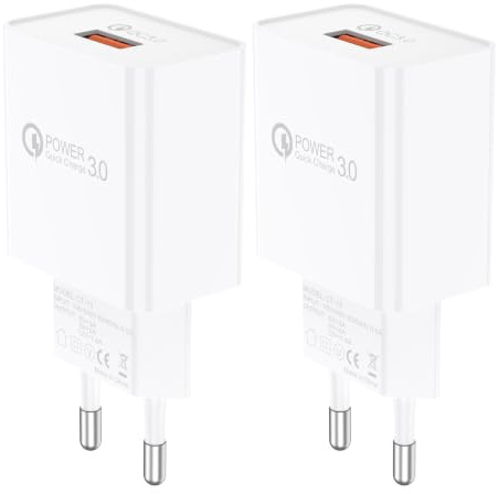 Confezione da 2 caricabatterie USB, adattatore per presa di corrente, caricatore rapido originale per Samsung Galaxy S8, S9, S10, S20, S21 Plus, S10e, 5G, S7, A56, A54, A52s, A50, A51, A36, A34, A30